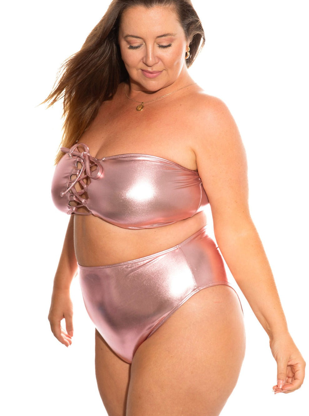 Metallic Rose Gold Bandeau Top