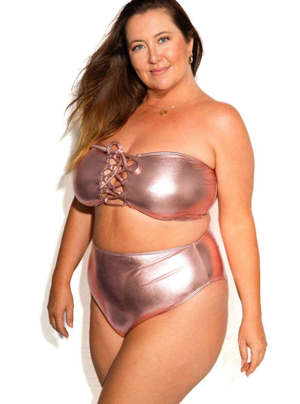 Metallic Rose Gold Bandeau Top