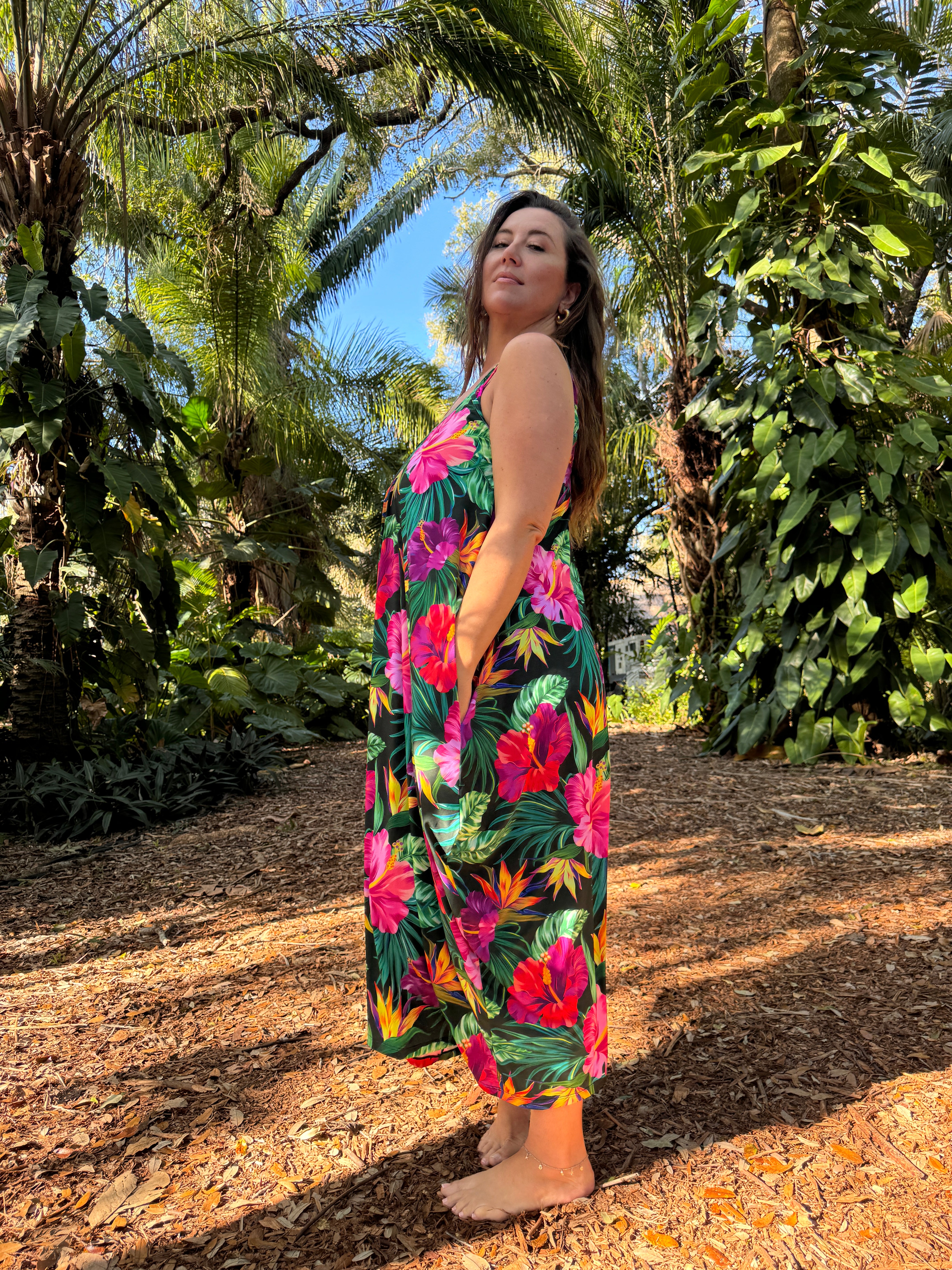 Black Hawaiian Maxi Dress