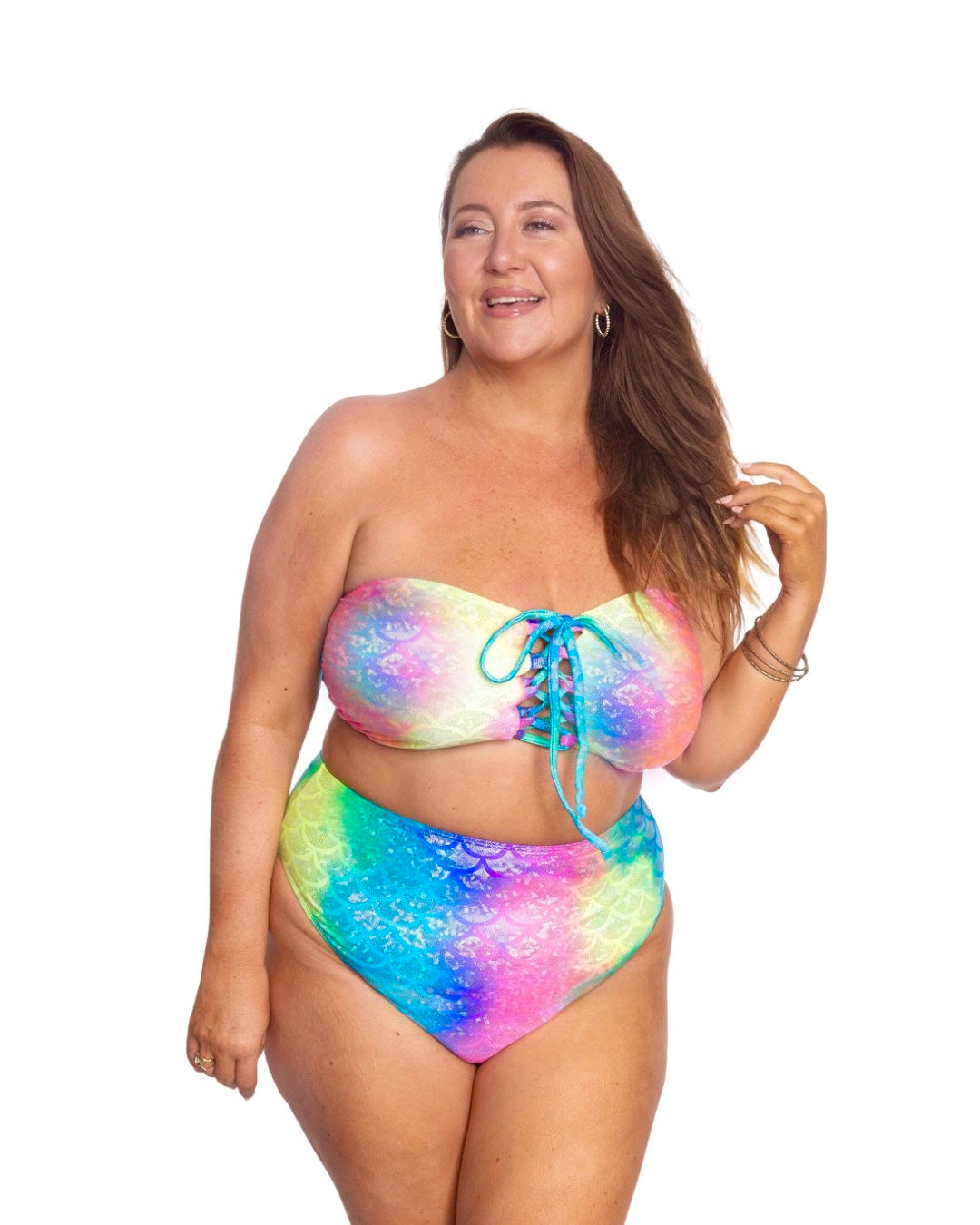 Rainbow Mermaid High Waist Bottom final sale